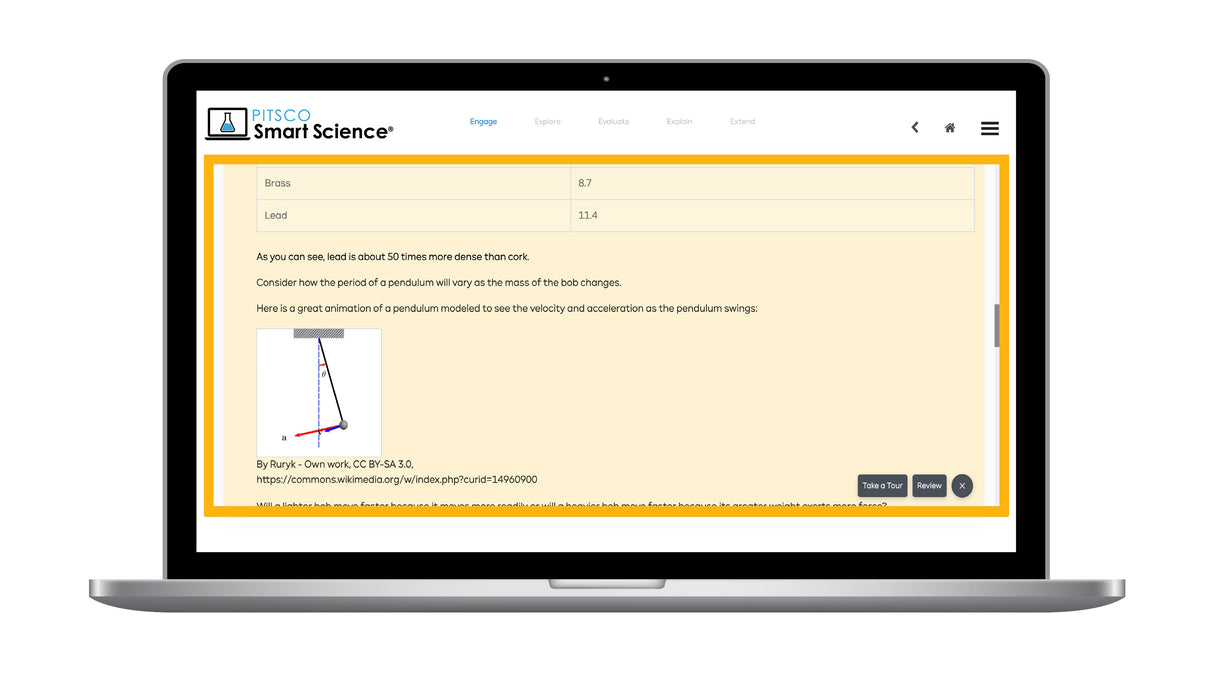 Laptop displaying a science education platform on a white background