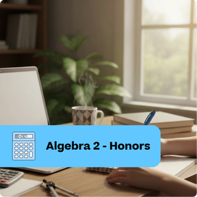 Laptop on a desk with books, a calculator, and a cup of coffee in a home office setting.
