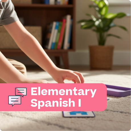 Person playing with educational toys on a carpeted floor, with a bookshelf and plant in the background.