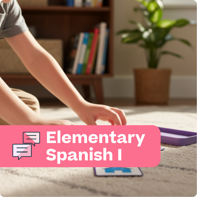Person playing with educational toys on a carpeted floor, with a bookshelf and plant in the background.