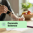 Person holding a glass with a spoon, with 'Forensic Science' text overlay.
