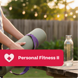 Person holding a yoga mat with a water bottle on a table outdoors, with 'Personal Fitness II' text overlay.